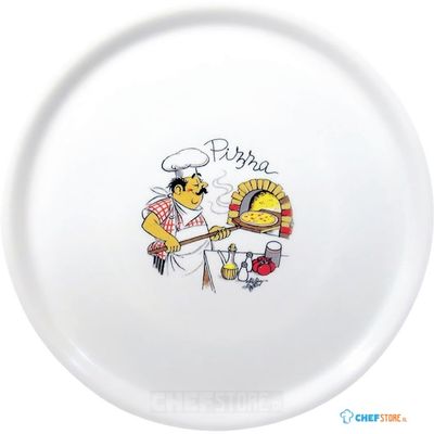 Saturnia porseleinen pizzaborden 33cm met chef decor | DJ959