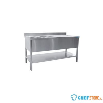 SARO Spoeltafel met Twee Wasbakken Links 600 mm Diepte 1400 Mm - 600-2540L