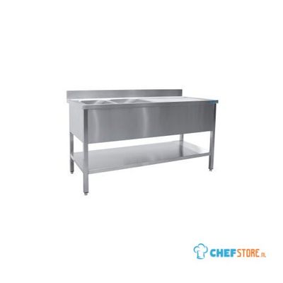 SARO Spoeltafel met Twee Wasbakken Links 600 mm Diepte 1600 Mm - 600-2545L 1