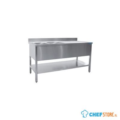 SARO Spoeltafel met Twee Wasbakken Links 600 mm Diepte 2000 Mm - 600-2555L