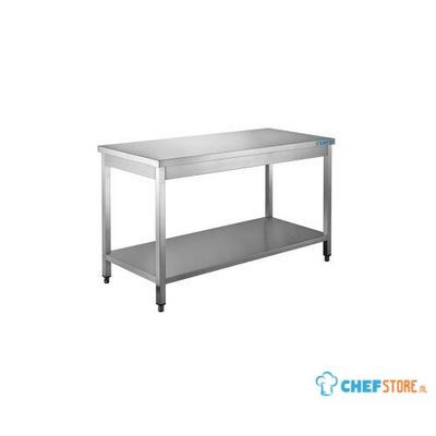 SARO Roestvast Stalen Tafel met Onderblad 700 mm Diepte 600 Mm - 700-1100 1