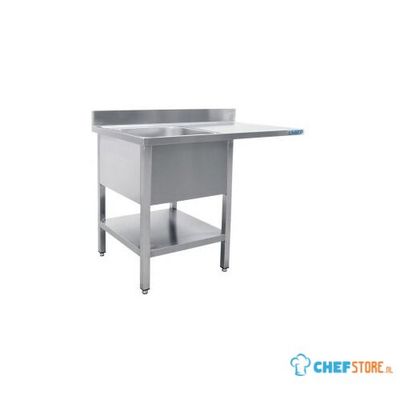 SARO Spoeltafel met 2 Wasbakken Links 700 mm Diepte 1200 Mm - 700-2600L 1