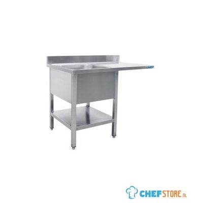 SARO Spoeltafel met 2 Wasbakken Links 700 mm Diepte 1400 Mm - 700-2605L