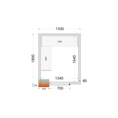 Koelcelpanelen met 80 mm Isolatie - zonder Vloer - CR 150X180X212 NF 1