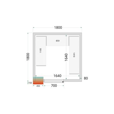 Koelcelpanelen met 80 mm Isolatie - zonder Vloer - CR 180X180X212 NF