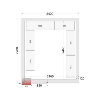 120 mm Vriescelpanelen met 850 mm Brede Deur - CR 240X270X220 WD
