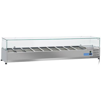 Gekoelde Vitrine | 7X Gn 1/3 + 1X Gn 1/2 | Glazen top | Mastro 9931CV 1