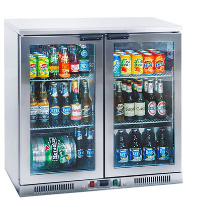 Mastro 9975FSS Undercounter refrigerator in stainless steel with 2 hinged glass doors, 210 liter, +2°/+12°C