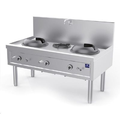 Gas Wok Hob With 2 Burners 27,5 KW + 1 Soup Burner 9,2 KW, 1 Water Tap - Mastro AHA0008/U 1