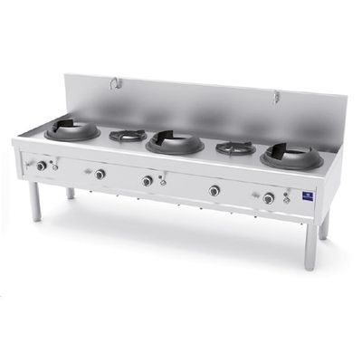 Gas Wok Hob With 3 Burners 27,5 KW + 2 Soup Burners 9,2 KW, 2 Water Taps - Mastro AHA0025 1