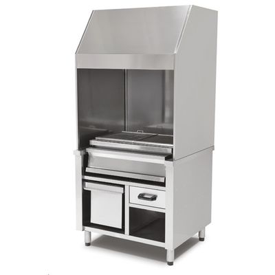 Charcoal Grill On Cupboard With Charcoal Drawer and Exhaust, 3 Zones Total 1600x600 Mm - AJJ0012 1