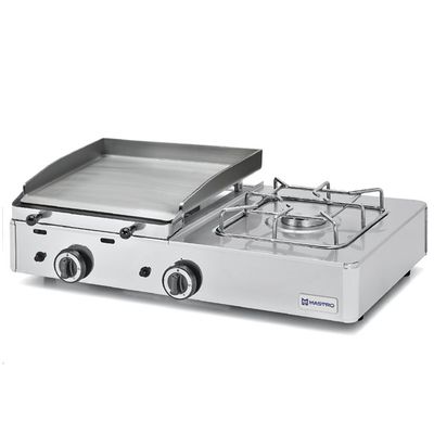Gas Combi Griddle Plate With 1 Grill Zone and 1 Gas Burner, Tabletop - AOZ0008/RN 1