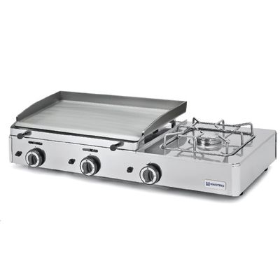 Gas Combi Griddle Plate With 2 Grill Zones and 1 Gas Burner, Tabletop - AOZ0009/RN 1