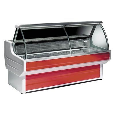 Gekoelde Vleesvitrine Met Gebogen Glas, Statische Koeling, 0°/+2°C, B=3500 Mm 1