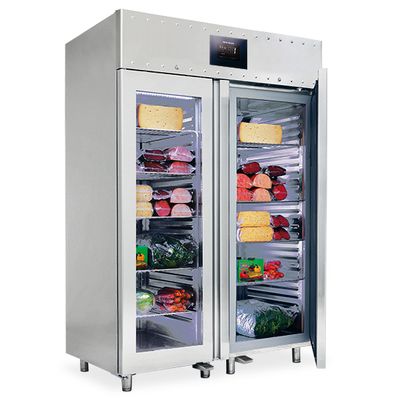 Refrigerator 1400 Litres In Stainless Steel GN2/1, Glass Doors, -2°/+8°C, 85 Mm Insulation - WiFi - Virtus BMA0025/FN 1