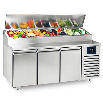 Refrigerated Preparation Counter With 3 Doors 600x400 Mm, 10x GN1/3 H=150 Mm, -2°/+8°C - WiFi - Virtus CCZ0037/FN 1