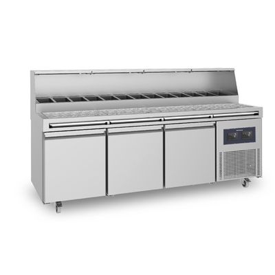 Refrigerated Preparation Counter 3 Doors 46x66 cm With Racked Top, 12x GN1/3 H=150 Mm - WiFi - Virtus CCZ0091/FN 1
