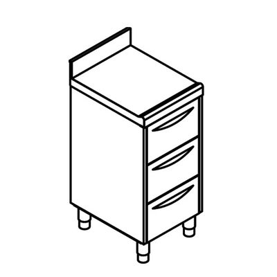 Drawer Cupboard With 3 Drawers GN 1/1 and Upstand, 500x700 mm, Mastro DTC3A705 1