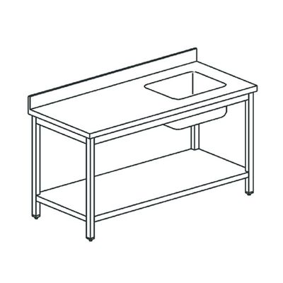 Mastro Werktafel Met Wasbak Aan De Rechterkant, Met Opstanden Plank, 1600X700 Mm | DTRVAD716 1