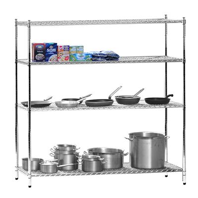 Wire Shelving Unit Made of Chromed Stainless Steel With 4 Shelves 1070x610x1830 mm, virtus HCD0056 1