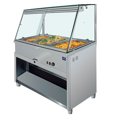 Mastro Bain Marie Vitrine 4X GN 1/1 Met Verticaal Glas Aan De Voorzijde, +30°/+90°C | IEA0021 1
