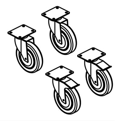 Castors Kit (4 Pcs), 2 With Brake, Mastro MOKRARMI 1