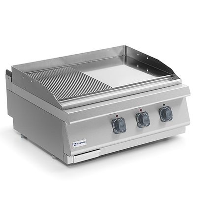 Electric Griddle Plate, Tabletop Model, 1/2 Smooth And 1/2 Grooved Chromed Plate - Virtus MS78FTRECRT 1