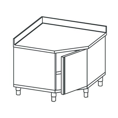 Neutral Work Cupboard, Corner Type, With Hinged Door, With Upstand, 1000x700 mm, Mastro STABA71 1