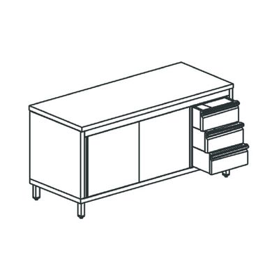 Vrijstaande Werkkast Met Ladeblok Aan De Rechterkant, Zonder Opstand, 1300X600 Mm 1