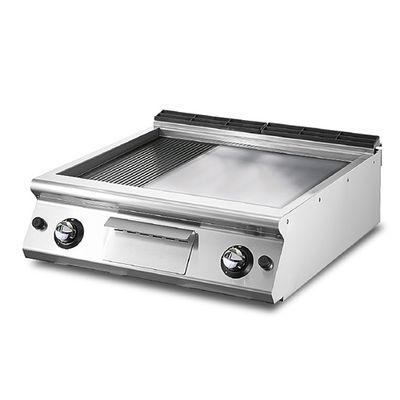 Mastro Bakplaat - Gas - Tafelmodel - ½ Vlak - ½ Geribbelde Verchroomde Plaat - V9080FTRGVCRT 1