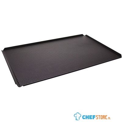 Baking Tray In Aluminium, 600x400 mm - 4 Sides 45°, Tynec Coated, Perforated, virtus Z/SBTTY64PF 1