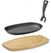 Gietijzeren Schaal met Houten Onderlegger en Greep, HENDI, Zwart, 280x140x(H)30mm - 629383 4