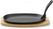 Gietijzeren Schaal met Houten Onderlegger en Greep, HENDI, Zwart, 280x140x(H)30mm - 629383 1